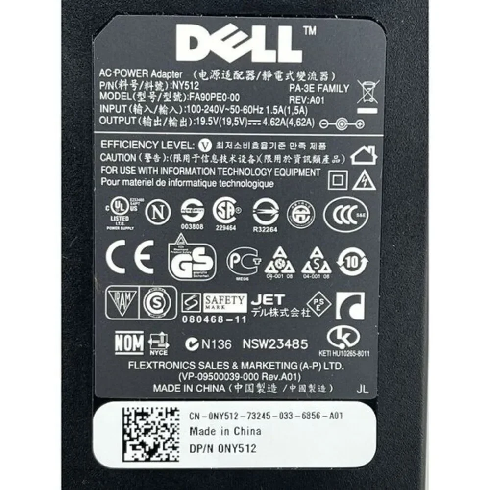 Dell FA90PE0-00AC AC Adapter Power Cord Supply Charger Cable‎ Wire Genuine